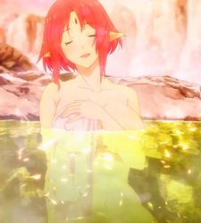 10s 1girl bare_shoulders breasts cleavage colored_skin elf kono_subarashii_sekai_ni_shukufuku_wo! large_breasts nervous nude onsen pointy_ears red_eyes red_hair screencap short_hair smile steam stitched third-party_edit towel watermark white_skin wolbach rating:Questionable score:58 user:deltaonix