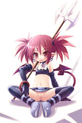  blush boots cleft_of_venus disgaea etna_(disgaea) flat_chest haga_yui loli nippon_ichi no_panties pointy_ears polearm presenting pussy spear spread_legs uncensored weapon  rating:Explicit score:113 user:merkking