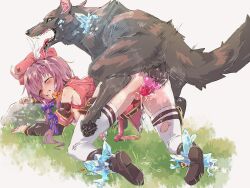  1girl bestiality blush dog hat highres long_hair sex  rating:Explicit score:48 user:Cologoto