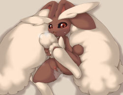  1girl :3 animal_nose bad_id bad_pixiv_id black_sclera blush body_fur breath brown_fur chipar clitoris colored_sclera creatures_(company) disembodied_hand female_focus fluffy from_above furry furry_female game_freak gen_4_pokemon grey_background hand_to_own_mouth hand_up leg_up long_ears lopunny lying nervous nintendo nose_blush on_back open_mouth pokemon pokemon_(creature) pussy rabbit_ears rabbit_girl rabbit_tail raised_eyebrows red_eyes shy simple_background solo_focus spread_legs spread_pussy sweat thick_thighs thighs two-tone_fur uncensored yellow_fur  rating:Explicit score:53 user:Furio