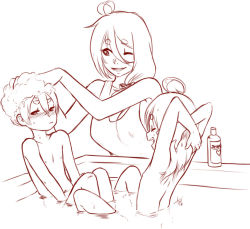 1boy 2girls aogami bathing blush borrowed_character bottle brother_and_sister closed_eyes clothed_female_nude_male flat_chest happy&#039;s_mother_(eds) happy_(eds) loli mixed-sex_bathing monochrome mother_and_daughter mother_and_son multiple_girls nipples nude one_eye_closed open_mouth original shared_bathing shota siblings sitting washing_hair water wet rating:Questionable score:256 user:Dweenie