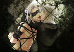  2boys bdsm blindfold blood bondage bound kiss male_focus multiple_boys muscular tagme vampire yaoi  rating:Questionable score:24 user:gandalf359