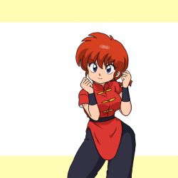  1girl animated animated_gif blue_eyes bouncing_breasts braid breasts chinese_clothes gender_request genderswap massugu_go ranma-chan ranma_1/2 red_hair saotome_ranma single_braid solo tangzhuang wanta_(futoshi) wristband 