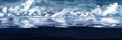  10s cloud cloudy_sky hms_conqueror_(siirakannu) hms_monarch_(siirakannu) hms_orion_(siirakannu) hms_thunderer_(siirakannu) kantai_collection landscape ocean original panorama scenery siirakannu sky 