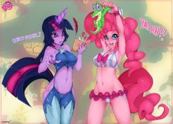  furry multicolored_hair my_little_pony my_little_pony:_friendship_is_magic pink_hair pink_skin pinkie_pie purple_skin slugbox twilight_sparkle two-tone_hair  rating:Explicit score:14 user:xbigx