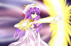  1girl hair_ribbon hat patchouli_knowledge purple_hair ribbon ten&#039;yoku touhou  rating:Sensitive score:0 user:hamsterduck