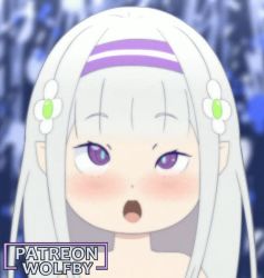  1boy 1girl ahegao animated blush censored dot_nose emilia_(re:zero) flower girl_on_top hair_flower hair_ornament hairband hetero loli long_hair looking_at_viewer navel nude open_mouth patreon_username penis pointless_censoring pointy_ears pov purple_eyes pussy re:zero_kara_hajimeru_isekai_seikatsu sex silver_hair solo_focus spread_legs text_focus tongue uneven_eyes vaginal video wolfby  rating:Explicit score:131 user:Toddler_Peado