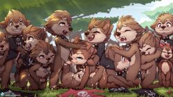  2girls 6+boys bisexual_female bisexual_male brother_and_sister brothers brown_hair child_on_child commentary cum cum_in_ass cum_in_mouth cum_in_pussy english_commentary erection facial fellatio furry furry_with_furry group_sex highres hotel_transylvania loli male_focus multiple_boys multiple_girls on_grass open_mouth oral orgy shota siblings wolf_boy wolf_girl xennos 