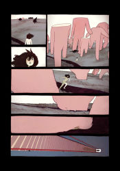 black_hair comic little_thunder long_hair nude running stairs surreal what wind silent_comic rating:Questionable score:9 user:danbooru