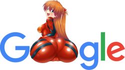 1girl alternate_breast_size ass ass_focus blue_eyes breasts butt_crack google hand_on_own_hip huge_ass large_breasts long_hair looking_at_viewer neon_genesis_evangelion open_mouth parody pixiv1478062 plugsuit red_hair shiny_clothes sitting smile solo souryuu_asuka_langley twintails what rating:Explicit score:51 user:asukahentaimate
