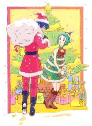  blue_hair christmas christmas_tree couple gift megami_tensei persona persona_3 shin_megami_tensei sutei_(giru) yamagishi_fuuka yuuki_makoto_(persona_3)  rating:Sensitive score:5 user:Anon0001