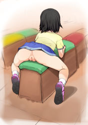 1girl anus ass black_hair cleft_of_venus fat_mons female_focus from_behind full_body j7w loli no_panties nude original pussy shiny_skin shirt shoe_soles shoes short_sleeves skirt socks solo straddling uncensored white_socks rating:Explicit score:357 user:Domestic_Importer