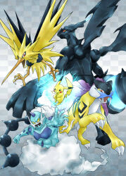  attopikatyu claws creatures_(company) dragon electricity flying full_body game_freak gen_1_pokemon gen_2_pokemon gen_5_pokemon horns jumping legendary_pokemon looking_at_viewer neon_lights nintendo pectorals pikachu pokemon pokemon_(creature) raikou single_horn smile tail thundurus thundurus_(incarnate) wings zapdos zekrom  rating:General score:2 user:popotepopote
