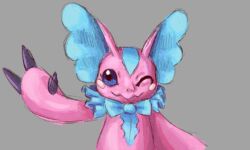 blue_eyes character_request claws digimon digimon_(creature) digimon_liberator looking_at_viewer ribbon solo wings