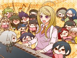  &gt;_&lt; 6+boys 6+girls absurdly_long_hair ahoge akamatsu_kaede amami_rantaro android annoyed antenna_hair argyle argyle_background armband arms_up backpack bag bags_under_eyes barefoot bead_anklet bead_necklace beads beanie belt belt_buckle bikini black-framed_eyewear black_belt black_collar black_dress black_eyes black_footwear black_gloves black_hair black_hat black_jacket black_mask black_pants black_scarf black_skirt black_sleeves blazer blonde_hair blue_bow blue_bowtie blue_gemstone blue_hair blue_pants blue_shirt blue_skirt blue_sleeves blunt_bangs blunt_ends bob_cut book bow bowtie breasts brooch brown-framed_eyewear brown_hair brown_jacket brown_pants brown_sleeves brown_suit brown_vest buckle buttons chabashira_tenko checkered_clothes checkered_scarf chibi cigarette clapping coat coat_partially_removed coattails collar collared_coat collared_jacket collared_shirt colored_tips covered_mouth cowboy_shot crest crossed_bandaids danganronpa_(series) danganronpa_v3:_killing_harmony dark-skinned_female dark_skin double-breasted dress ear_piercing earrings emphasis_lines everyone eyelashes facial_hair floral_print formal fortissimo frilled_shirt_collar frilled_skirt frilled_sleeves frills furrowed_brow gagged gakuran gem gem_hair_ornament glasses gloves goatee goggles goggles_on_head gokuhara_gonta grand_piano green_bow green_hair green_hat green_jacket grey_footwear grey_hair grey_hairband grey_jacket hair_between_eyes hair_bow hair_ornament hair_over_one_eye hair_scrunchie hairband hand_on_own_chest hands_on_own_hips happy harukawa_maki hat hat_belt high_collar holding holding_book horned_hat hoshi_ryoma insect_cage instrument iruma_miu jacket jewelry k1-b0 lace-trimmed_hairband lace_trim lapels leather leather_jacket light_blush long_hair long_sleeves looking_at_another low_twintails mask medium_breasts medium_hair messy_hair miniskirt mole mole_under_eye mole_under_mouth momota_kaito mouth_hold mouth_mask multicolored_buttons multicolored_hair multiple_belts multiple_boys multiple_girls multiple_piercings music musical_note musical_note_hair_ornament musical_note_print necklace necktie notched_lapels o-ring o-ring_belt oma_kokichi on_stool open_belt open_book open_clothes open_jacket open_mouth orange_background orange_bow orange_bowtie orange_necktie outstretched_arm outstretched_arms over-kneehighs own_hands_together paintbrush pants peaked_cap piano piercing pink_belt pink_serafuku pink_shirt pink_skirt pink_sleeves pinstripe_jacket pinstripe_pattern pinstripe_sleeves plaid plaid_skirt playing_instrument playing_piano pleated_skirt purple_coat purple_eyes purple_hair purple_hairband purple_necktie purple_pants purple_skirt purple_sleeves purple_vest red_armband red_belt red_hair red_scrunchie red_shirt red_skirt red_thighhighs ribbon round_eyewear saihara_shuichi scarf school_uniform scrunchie serafuku shell shell_necklace shinguji_korekiyo shirogane_tsumugi shirt shoes simple_background singing sitting skirt skirt_set sleeveless sleeveless_dress slippers smile socks solid_oval_eyes spider_web_print spiked_hair striped_clothes striped_pants stud_earrings suit sweat sweatdrop swimsuit thigh_belt thigh_strap thighhighs tojo_kirumi triangle_mouth twintails two-tone_pants two-tone_scarf unmoving_pattern very_long_hair vest wavy_mouth white_bag white_belt white_bikini white_hair white_jacket white_pants white_ribbon white_scarf white_shirt white_socks wide_sleeves witch_hat yellow_raincoat yellow_sleeves yonaga_angie yumaru_(marumarumaru) yumeno_himiko zipper zipper_pull_tab 