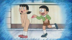  1boy 1girl clothed_male_nude_female doraemon minamoto_shizuka nobi_nobita nude 