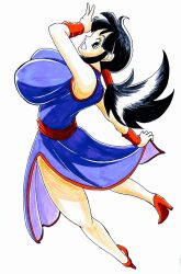  1girl area5169458561 breasts chi-chi_(dragon_ball) chinese_clothes dragon_ball dragonball_z high_heels huge_breasts ponytail solo traditional_media wristband 