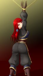 1girl arc_system_works ass bdsm blazblue blazblue:_chronophantasma blazblue:_continuum_shift blush bondage bound bound_wrists chain from_behind gloves hair_ornament hair_tubes highres long_hair looking_back military military_uniform pants red_eyes red_hair restrained solo standing tight_clothes tight_pants tsubaki_yayoi uniform wiz_(shadow) rating:Questionable score:45 user:armorcrystal