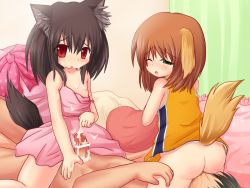 1boy 2girls animal_ears ass bad_id bad_pixiv_id black_hair blush borrowed_character bottomless breasts brown_hair censored cowgirl_position cum cum_on_body cum_on_breasts cum_on_upper_body cunnilingus dog_ears dress drinking_pee facial ffm_threesome flat_chest girl_on_top green_eyes group_sex hetero i3 inuarashi kannagi_cocoa large_breasts loli meiko_(inuarashi) multiple_girls nipples no_panties one_eye_closed oral original peeing penis pointless_censoring pussy_juice red_eyes reverse_spitroast sex short_hair sitting sitting_on_face sitting_on_person small_breasts straddling strap_slip tail threesome wink rating:Explicit score:165 user:danbooru