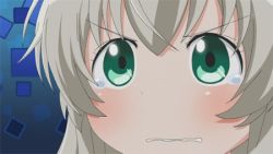  1girl animated animated_gif green_eyes gununu_(meme) haiyore!_nyaruko-san long_hair lowres meme nyarlathotep_(nyaruko-san) parody screencap silver_hair solo style_parody tears  rating:Sensitive score:14 user:JazyKuun