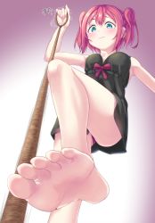 1girl barefoot blue_eyes blush feet femdom foot_focus highres kurosawa_ruby leash long_hair looking_at_viewer love_live! love_live!_sunshine!! panties pantyshot pov red_hair soles toes twintails underwear rating:Questionable score:78 user:ssfl