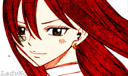  1girl bandaid brown_eyes close-up earrings erza_scarlet fairy_tail female_focus jewelry long_hair red_hair smile solo  rating:Sensitive score:12 user:Isuka15