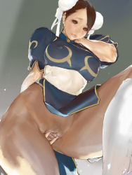  1girl capcom censored chun-li covered_erect_nipples gradient_background highres mumaya no_panties pantyhose pussy solo spread_pussy spread_pussy_under_clothes street_fighter  rating:Explicit score:34 user:Godefroy