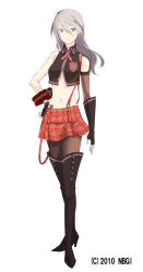  10s 1girl alisa_ilinichina_amiella black_footwear black_pantyhose blue_eyes boots breasts elbow_gloves fingerless_gloves full_body gloves god_eater god_eater_burst highres long_hair navel official_art open_clothes pantyhose pink_hair plaid silver_hair simple_background skirt solo suspender_skirt suspenders thigh_boots thighhighs underboob white_background  rating:Sensitive score:18 user:godhand