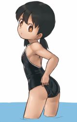  1girl adjusting_clothes adjusting_swimsuit black_hair breasts brown_eyes competition_school_swimsuit doraemon from_side minamoto_shizuka one-piece_swimsuit ranma_(kamenrideroz) school_swimsuit short_hair small_breasts solo swimsuit twintails  rating:Sensitive score:34 user:danbooru