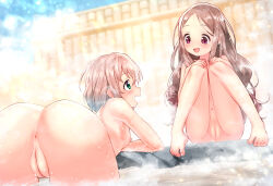  2girls absurdres anus aoba_kokona ass barefoot blush brown_hair cleft_of_venus completely_nude female_focus full_body green_eyes grey_hair highres knees_together_feet_apart loli long_hair multiple_girls navel nipples nude nyama onsen open_mouth pussy red_eyes short_hair toes yama_no_susume yukimura_aoi  rating:Explicit score:105 user:Lzhom