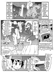  ash_ketchum comic creatures_(company) game_freak gouguru kukui_(pokemon) monochrome nintendo pokemon pokemon_(anime) translated  rating:Sensitive score:6 user:Pokerman