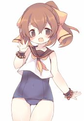 1girl bad_id bad_pixiv_id blush bow brown_eyes brown_hair delthea_(fire_emblem) fang fire_emblem fire_emblem_echoes:_shadows_of_valentia flat_chest hair_bow long_hair looking_at_viewer nintendo open_mouth smile solo swimsuit teu_(navy) thigh_gap  rating:Sensitive score:15 user:Cute_and_funny