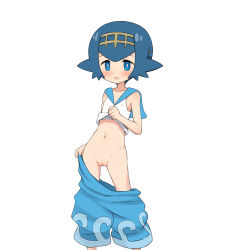 10s 1girl bad_id bad_pixiv_id bare_arms blue_eyes blue_hair blunt_bangs blush cleft_of_venus clothes_lift clothes_pull collarbone covered_erect_nipples creatures_(company) female_focus flat_chest game_freak hairband highres lana_(pokemon) lifted_by_self loli navel nintendo no_panties npc_trainer open_mouth pants pants_pull pokemon pokemon_(anime) pokemon_sm pokemon_sm_(anime) pulled_by_self pussy shirt shirt_lift short_hair simple_background sleeveless sleeveless_shirt smile solo standing trial_captain uncensored undressing white_background yakihebi rating:Explicit score:126 user:Domestic_Importer