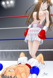  1boy 1girl artist_request boxing defeat femdom mixed-sex_combat original tagme  rating:Sensitive score:2 user:boznsj