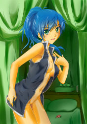  1girl blue_hair blush breasts cleavage female_focus indoors maria_traydor open_clothes open_shirt shirt solo star_ocean star_ocean_till_the_end_of_time  rating:Questionable score:9 user:DeathMarch