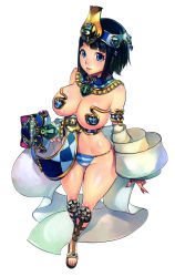 1girl absurdres black_hair blue_eyes blue_panties breasts circlet cleavage f.s. full_body highres large_breasts lips looking_at_viewer medium_breasts menace_(queen&#039;s_blade) menace_(queen's_blade) panties parted_lips queen&#039;s_blade queen_of_amara_menace short_hair simple_background solo standing striped_clothes striped_panties thighs underwear white_background wide_hips rating:Sensitive score:68 user:danbooru
