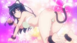  1girl :d all_fours anal anal_object_insertion animal animal_ears animated animated_gif armpits ass ass_focus back bare_back barefoot bell black_hair blue_eyes blush bow bow_bra bow_panties bra breasts butt_crack cat cat_ears cat_tail collar cute_smile fang feet fingernails himekawa_hayuru huge_ass kadokawa kneeling leg_focus legs long_hair looking_at_viewer looking_back masou_gakuen_hxh medium_breasts miyai_kana object_insertion open_mouth panties pet_play red_bow seductive_smile sex_toy shiny_background sideboob smile soles tail toenails toes tongue twintails underwear white_bra white_panties 