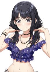  1girl bare_shoulders highres idolmaster idolmaster_shiny_colors kazano_hiori simple_background solo swimsuit tagme twintails white_background  rating:Questionable score:8 user:This_Kid