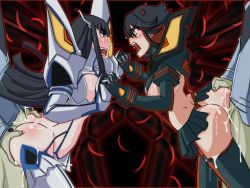 10s 2boys 2girls artist_request ass ass_grab black_eyes black_hair blue_eyes blush breasts clothed_sex cum cum_in_pussy cum_on_body cum_on_lower_body ejaculation eye_contact group_sex holding_hands kill_la_kill kiryuuin_satsuki large_breasts legs long_hair looking_at_another matoi_ryuuko multicolored_hair multiple_boys multiple_girls no_panties open_mouth saliva sex simple_background skirt standing thighs vaginal rating:Explicit score:52 user:Ynyswydryn
