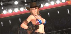 3d blonde_hair blue_eyes breasts cleavage cowboy_hat crowd dead_or_alive dead_or_alive_5 gloves hat large_breasts midriff navel official_art tecmo tina_armstrong rating:Questionable score:26 user:jojosstand