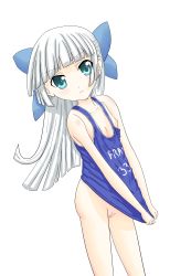  10s 1girl absurdres blue_eyes blush bottomless breasts cleft_of_venus flat_chest groin highres loli long_hair mimi_balguerie nipples pussy ribbon rou-kyuu-bu! silver_hair small_breasts uncensored  rating:Explicit score:22 user:Miu-chan