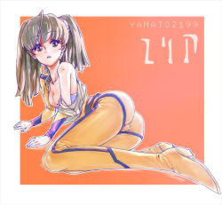  10s 1girl ass bodysuit bra breasts brown_eyes brown_hair character_name cleavage copyright_name lying misaki_yuria on_side open_clothes shiny_clothes skin_tight solo strap_slip tamago_tomato twintails uchuu_senkan_yamato uchuu_senkan_yamato_2199 underwear uniform  rating:Questionable score:14 user:reas