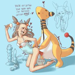 1boy 1girl ampharos anal_beads arm_behind_back arm_up ass bare_legs bestiality blue_background blush bow bowl breasts brown_eyes brown_hair casual_one-piece_swimsuit cleavage closed_eyes collar creatures_(company) cum cum_in_container cum_in_mouth cum_in_pussy cum_on_ass cum_overflow dildo dress ejaculation english_text erection feet fellatio flip-flops food full_body game_freak gen_2_pokemon gym_leader hair_ornament half-closed_eyes heart heart-shaped_pupils hetero highres ice_cream ice_cream_cone jasmine_(pokemon) kneeling leaning_forward leash lingerie loli long_hair looking_at_viewer looking_back looking_up monster multiple_views nintendo nipples one-piece_swimsuit one_eye_closed open_mouth oral orgasm penis penis_grab pokemon pokemon_(creature) pokemon_hgss pokephilia pov pumpkinspicelatte sandals sex sex_from_behind sex_toy simple_background small_breasts smile spoken_heart standing sweat swimsuit symbol-shaped_pupils tail teddy_(lingerie) teeth text_focus tongue tongue_out trembling uncensored underwear unworn_dress veins veiny_penis wink rating:Explicit score:584 user:naturolick