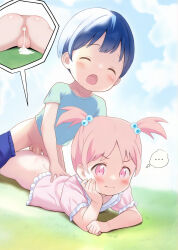  ... 1boy 1girl after_anal aftersex ai-generated anal annoyed anus ass blush bottomless child_on_child closed_eyes cum cum_in_ass cumdrip hair_ornament highres loli lying moaning nao_(pixiv13682661) on_stomach open_mouth original penis pink_eyes pink_hair pussy sex short_hair short_twintails shorts shorts_around_one_leg shota tagme testicles thighs twintails uncensored  rating:Explicit score:306 user:GreatAlpha