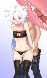 2boys :d ahegao ahoge animal_ear_legwear animal_ears arm_grab black_bra black_legwear black_panties blush bra cat_boy cat_cutout cat_ear_legwear cat_ear_panties cat_ears cat_lingerie censored closers clothes_pull clothing_aside clothing_cutout collarbone cowboy_shot cross-section crossdressing cum cum_in_ass drooling ejaculating_while_penetrated ejaculation foreskin frilled_bra frills fucked_silly gradient_background hair_between_eyes happy_sex heart heart-shaped_pupils highres holding_another&#039;s_wrist long_hair male_focus meme_attire mistilteinn_(closers) moaning mosaic_censoring multiple_boys navel nuenya open_mouth panties panties_aside pants pants_pull penis phimosis purple_eyes saliva sex short_hair shota side-tie_panties silver_hair smile solo_focus standing symbol-shaped_pupils tattoo thighhighs thighs trap trembling underwear underwear_only very_long_hair wavy_mouth x-ray yaoi rating:Explicit score:214 user:danbooru