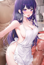 1boy 1girl :d absurdres breasts cleavage cross-section cum cum_in_pussy hetero highres hoshino_ai_(oshi_no_ko) indoors kitchen long_hair looking_at_viewer machi_(7769) medium_breasts motion_blur open_mouth oshi_no_ko penis purple_eyes purple_hair purple_nails sex sex_from_behind shirt smile solo_focus standing standing_sex symbol-shaped_pupils thighs tongue tongue_out rating:Explicit score:142 user:danbooru