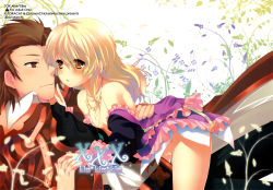 10s 1boy 1girl 2012 alvin_(tales) blonde_hair blush brown_eyes brown_hair character_name coat copyright_name couple dress elize_lutus flat_chest frills hand_on_another&#039;s_cheek hand_on_another&#039;s_face highres jewelry long_hair necklace nipples no_bra no_panties open_clothes purple_dress pussy small_breasts tales_of_(series) tales_of_xillia tanabe uncensored rating:Explicit score:23 user:Ravenlord