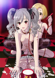 10s 2girls age_difference all_fours anal anal_beads anal_object_insertion anal_tail animal_ears arm_support bags_under_eyes bandai_namco bare_shoulders bdsm black_legwear blonde_hair blush body_writing bowl breasts brown_eyes butt_plug cat_ears censored clitoris collar collarbone cum cum_in_bowl cum_in_container drill_hair ear_piercing earrings fake_animal_ears fake_tail feet female_focus femdom flat_chest full_body hair_ornament hair_ribbon heart heart-shaped_pupils heavy_breathing highres holding idolmaster idolmaster_cinderella_girls jewelry kanzaki_ranko leash loli lolidom long_hair looking_at_viewer marker mirror multiple_girls nipples nude object_insertion onee-loli open_mouth pet pet_bowl pet_play piercing pussy red_eyes reflection ribbon sex_toy shadow shirasaka_koume short_hair silver_hair slave small_breasts smile squatting suggestive_fluid symbol-shaped_pupils tail tally tattoo thighhighs tile_floor tiles toes tooo twin_drills twintails uncensored yuri rating:Explicit score:211 user:Domestic_Importer