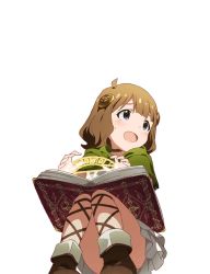  10s 1girl blue_eyes book boots brown_hair child glyph idolmaster idolmaster_million_live! legs magic official_art open_mouth skirt solo spell suou_momoko tagme transparent_background white_skirt  rating:Sensitive score:13 user:asdfasdfbeasts