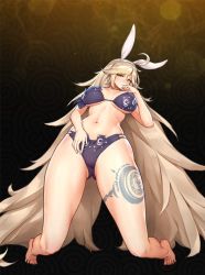  breasts curvy faucre_the_evil_overlord large_breasts last_origin light_brown_hair lingerie qtenka rabbit_ears thick_thighs thighs underwear  rating:Explicit score:9 user:Segs123
